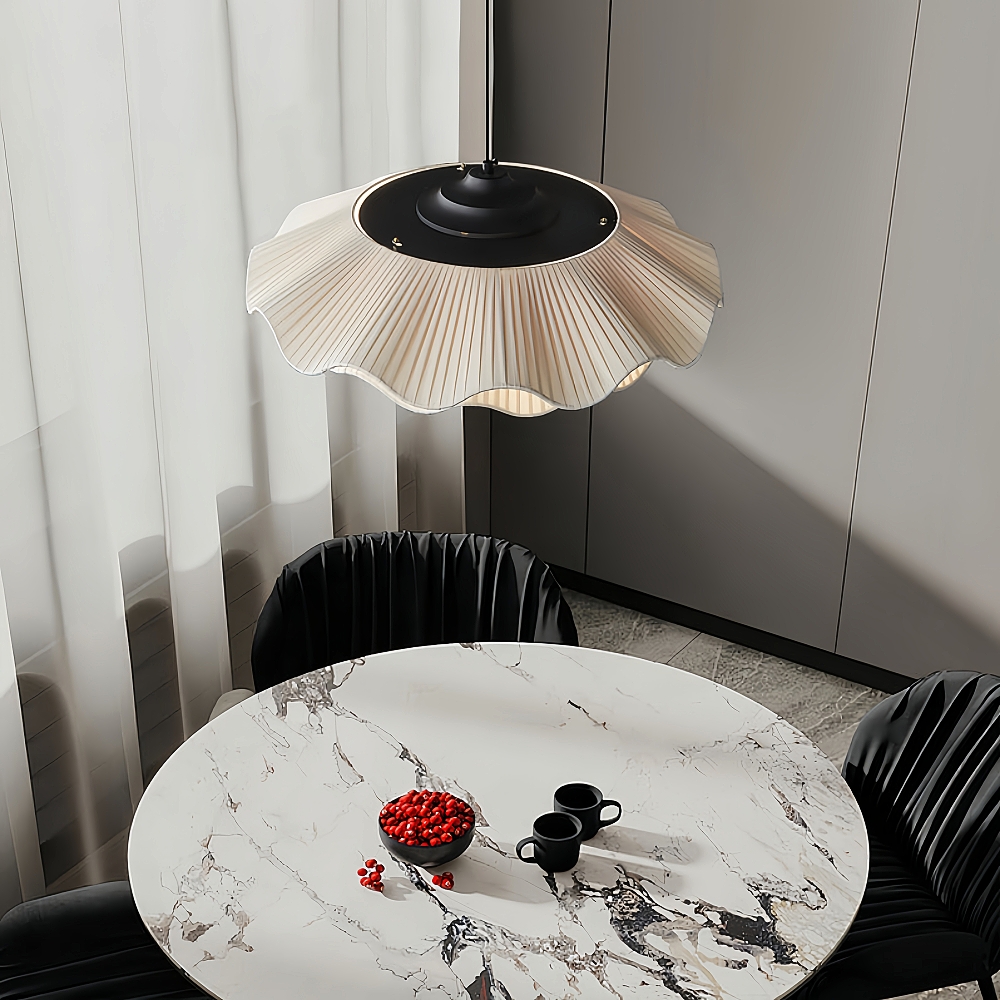 Double Layers Fabric LED White Dining Room Pendant Light